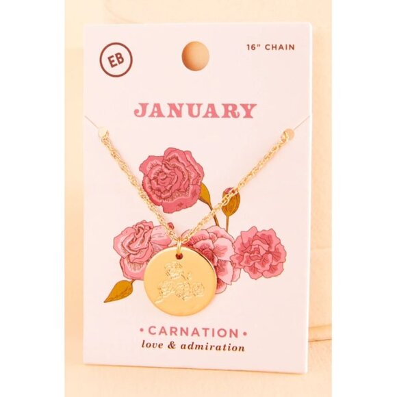 Earthbound Trading NWT January Carnation Pendant Necklace Birth Month - Picture 1 of 5